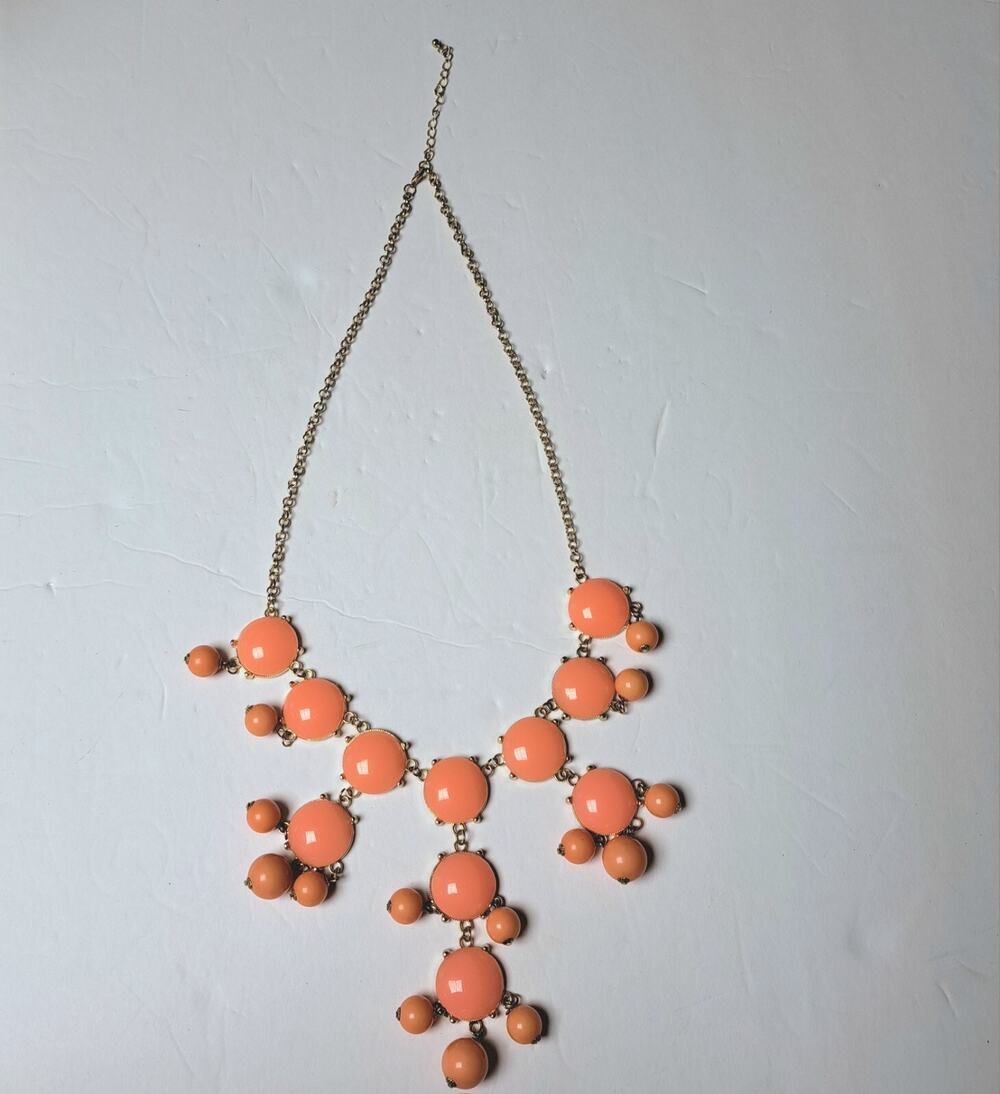 J.Crew Statement Bib Necklace WOMENS ART DECO STYLE JEWELRY gold coral acrylic